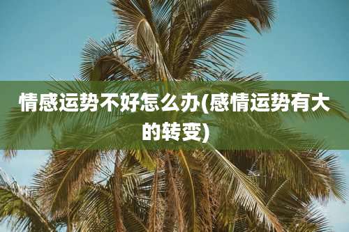 情感运势不好怎么办(感情运势有大的转变)