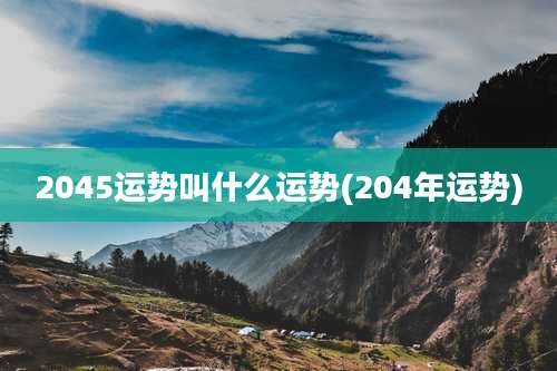2045运势叫什么运势(204年运势)