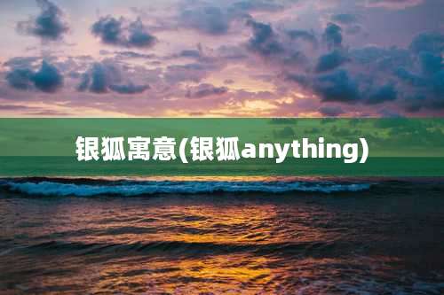 银狐寓意(银狐anything)