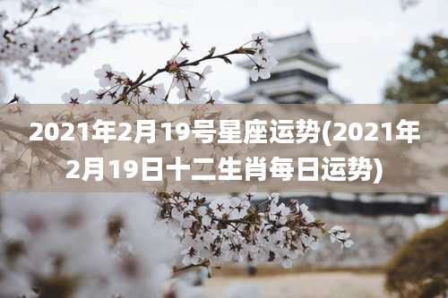 2021年2月19号星座运势(2021年2月19日十二生肖每日运势)