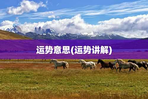 运势意思(运势讲解)