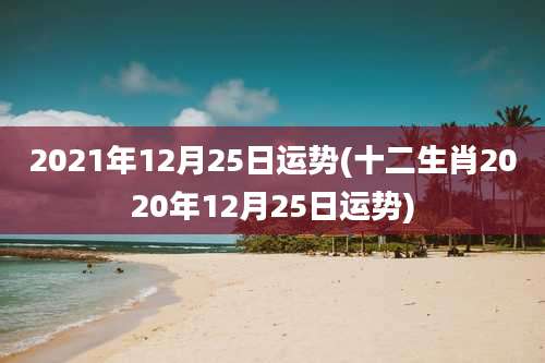 2021年12月25日运势(十二生肖2020年12月25日运势)
