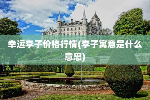 幸运李子价格行情(李子寓意是什么意思)