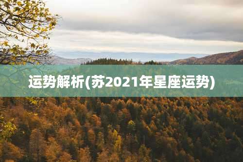 运势解析(苏2021年星座运势)