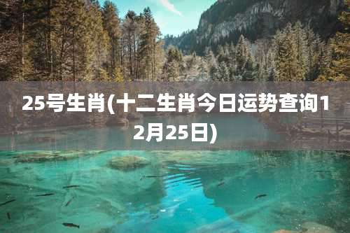 25号生肖(十二生肖今日运势查询12月25日)
