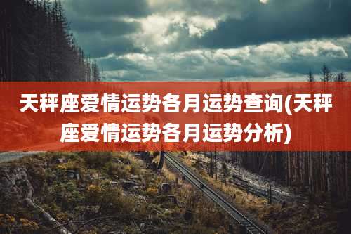 天秤座爱情运势各月运势查询(天秤座爱情运势各月运势分析)