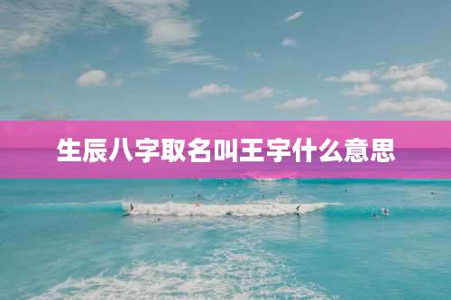 生辰八字取名叫王宇什么意思