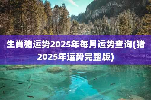 生肖猪运势2025年每月运势查询(猪2025年运势完整版)