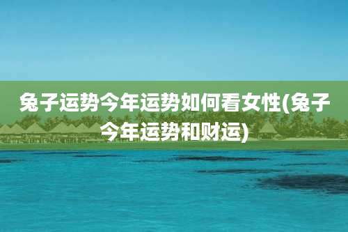 兔子运势今年运势如何看女性(兔子今年运势和财运)