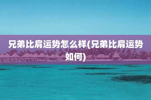 兄弟比肩运势怎么样(兄弟比肩运势如何)