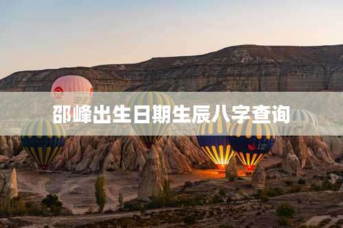 邵峰出生日期生辰八字查询