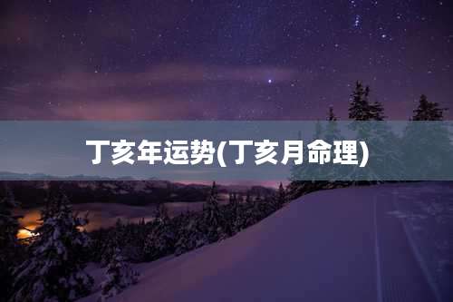 丁亥年运势(丁亥月命理)