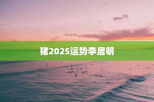 猪2025运势李居明