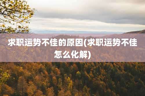 求职运势不佳的原因(求职运势不佳怎么化解)