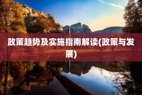 政策趋势及实施指南解读(政策与发展)