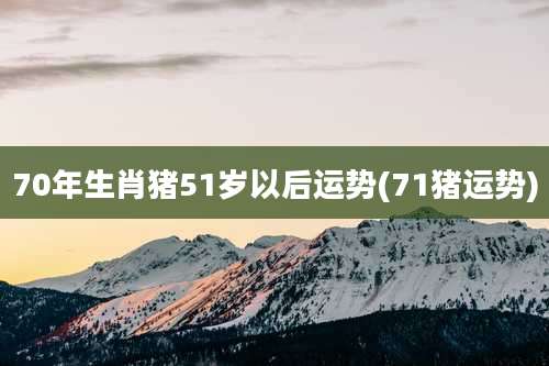 70年生肖猪51岁以后运势(71猪运势)