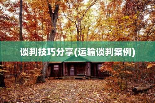 谈判技巧分享(运输谈判案例)