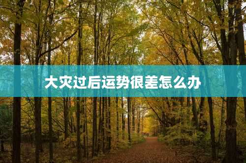 大灾过后运势很差怎么办
