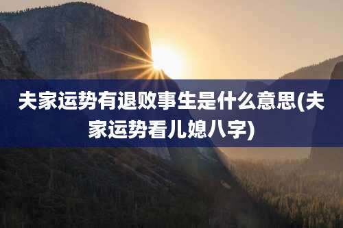 夫家运势有退败事生是什么意思(夫家运势看儿媳八字)