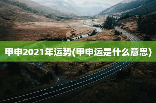 甲申2021年运势(甲申运是什么意思)