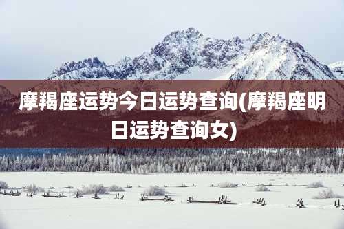 摩羯座运势今日运势查询(摩羯座明日运势查询女)