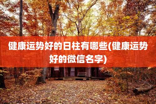 健康运势好的日柱有哪些(健康运势好的微信名字)