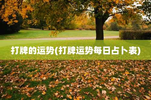 打牌的运势(打牌运势每日占卜表)