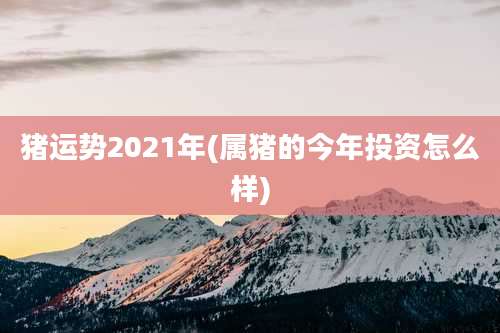 猪运势2021年(属猪的今年投资怎么样)