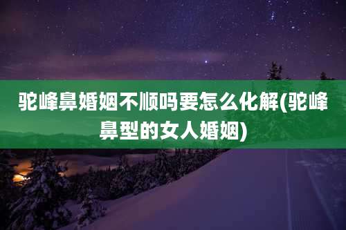 驼峰鼻婚姻不顺吗要怎么化解(驼峰鼻型的女人婚姻)