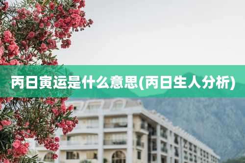 丙日寅运是什么意思(丙日生人分析)