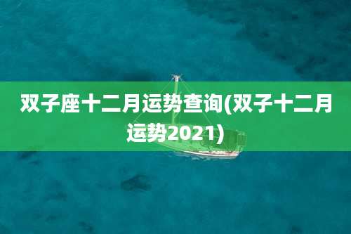 双子座十二月运势查询(双子十二月运势2021)